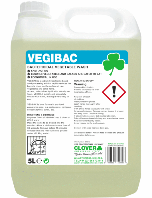 Vegibac – Bactericidal Vegetable & Salad Wash 5ltr