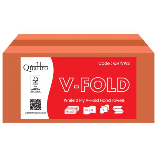 Luxury 2 Ply White V-Fold / Interfold Paper Hand Towels (3000)