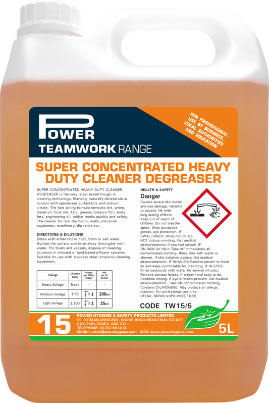 Teamwork 15 Super Concentrated Heavy Duty Cleaner Degreaser 5ltr