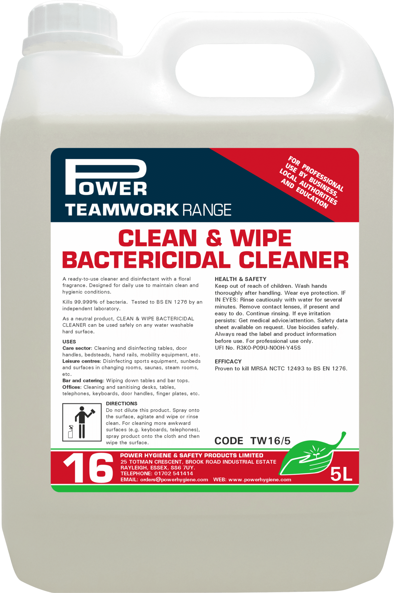 Teamwork 16 Clean & Wipe Bactericidal Cleaner